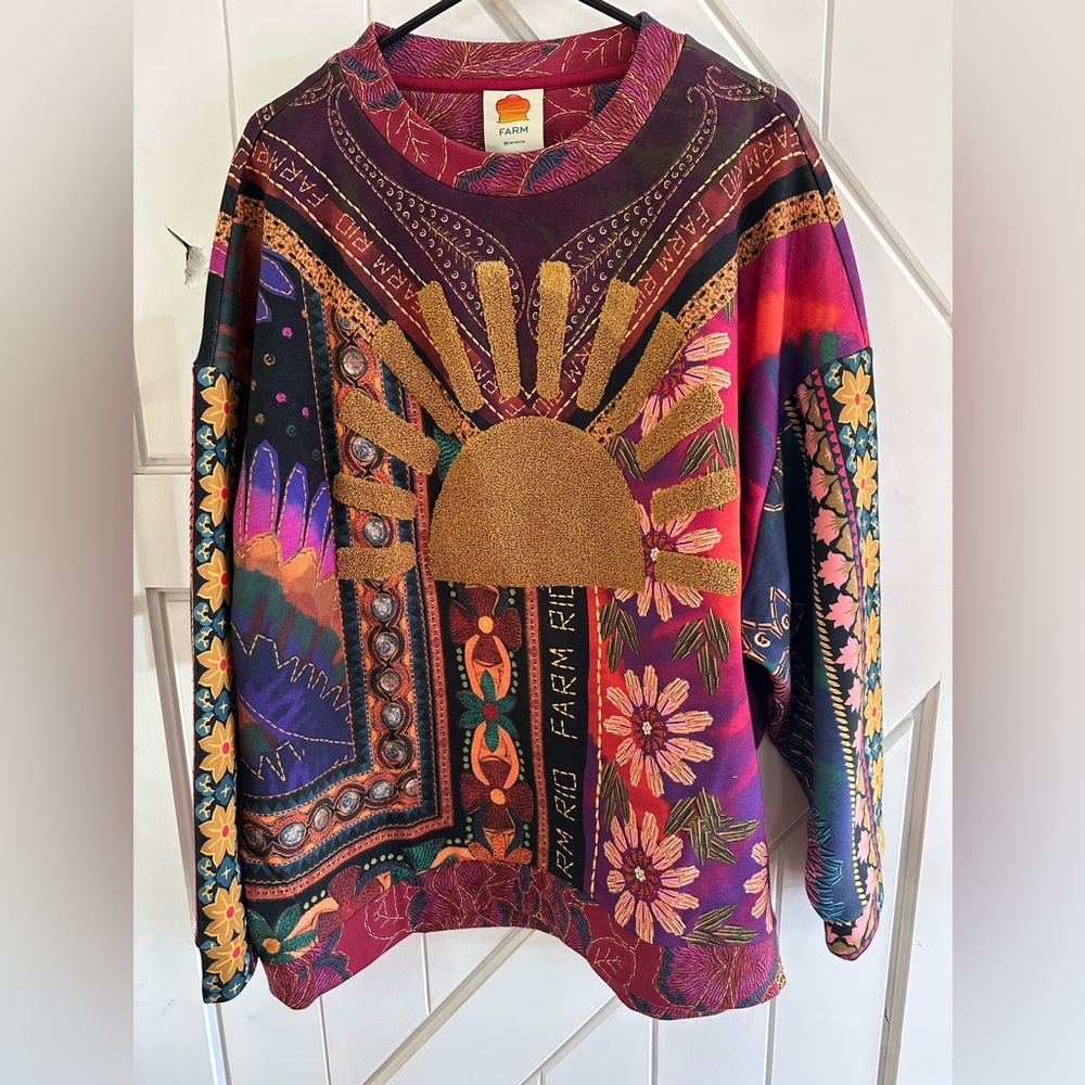 NWOT Farm Rio Mixed Scarves Sweatshirt Style 294955